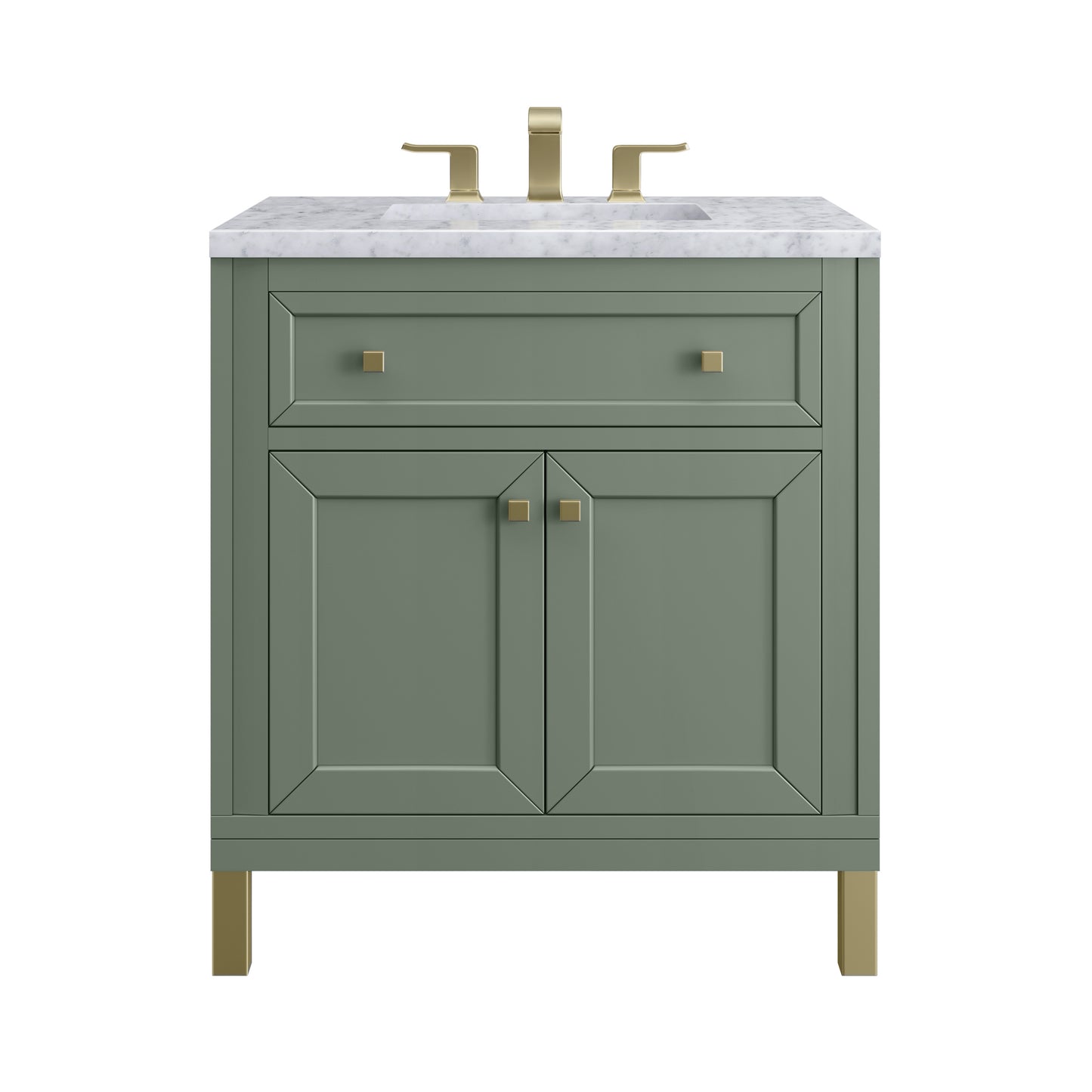 Chicago 30" Single Vanity, Smokey Celadon w/ 3 CM Carrara Marble Top