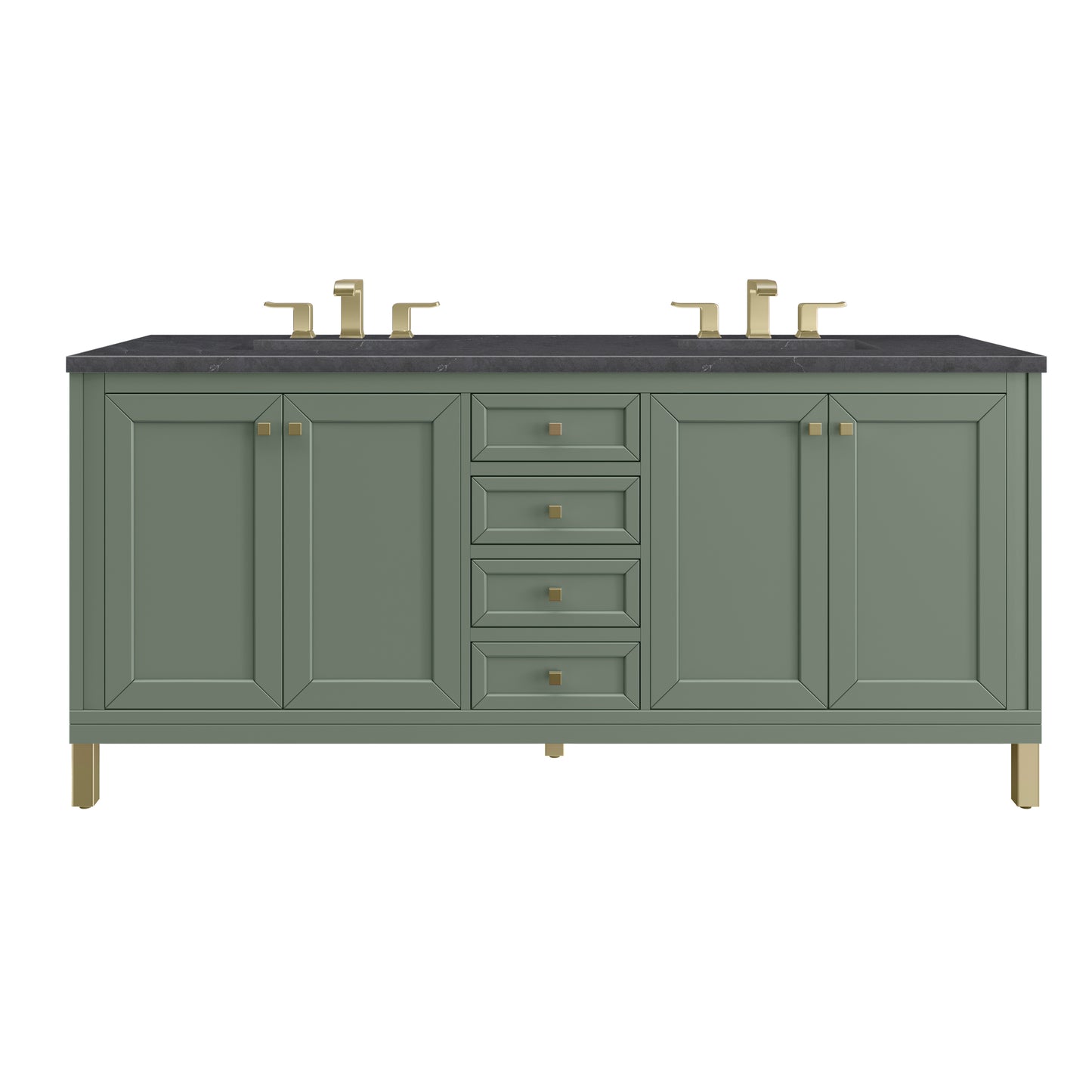 Chicago 72" Double Vanity, Smokey Celadon w/ 3 CM Charcoal Soapstone Top