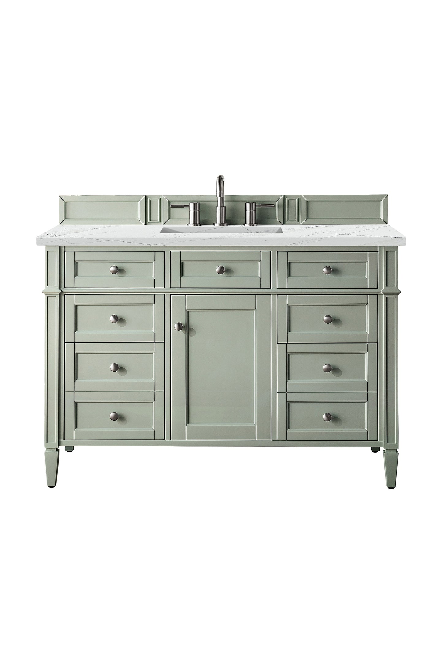 Brittany 48" Single Vanity, Sage Green w/ 3 CM Ethereal Noctis Quartz Top