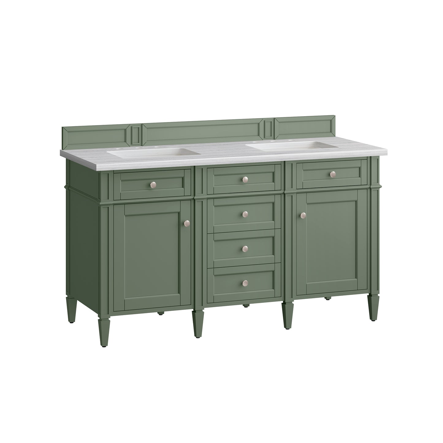 Brittany 60" Double Vanity, Smokey Celadon w/ 3 CM Arctic Fall Top