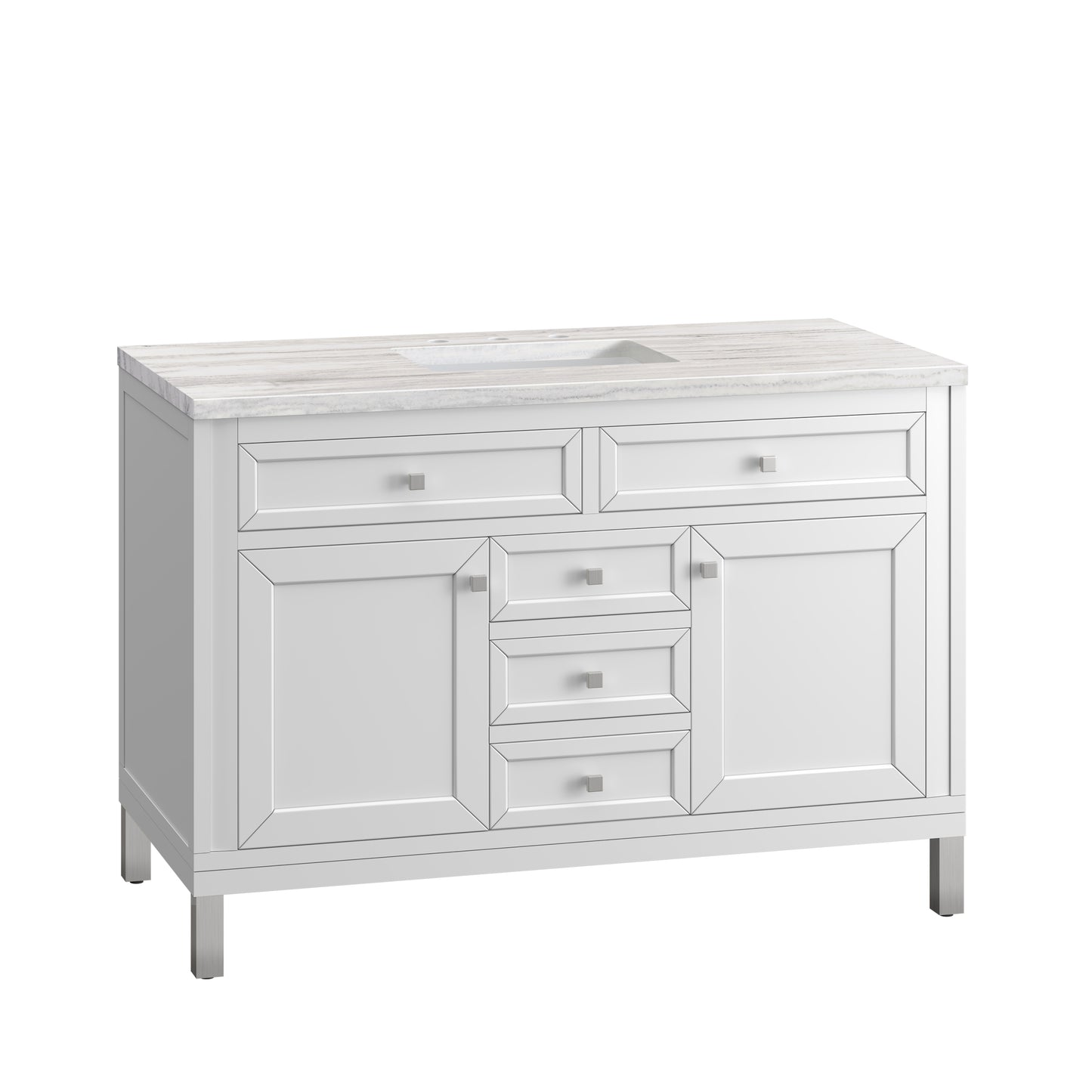 Chicago 48" Single Vanity, Glossy White w/ 3 CM Arctic Fall Top