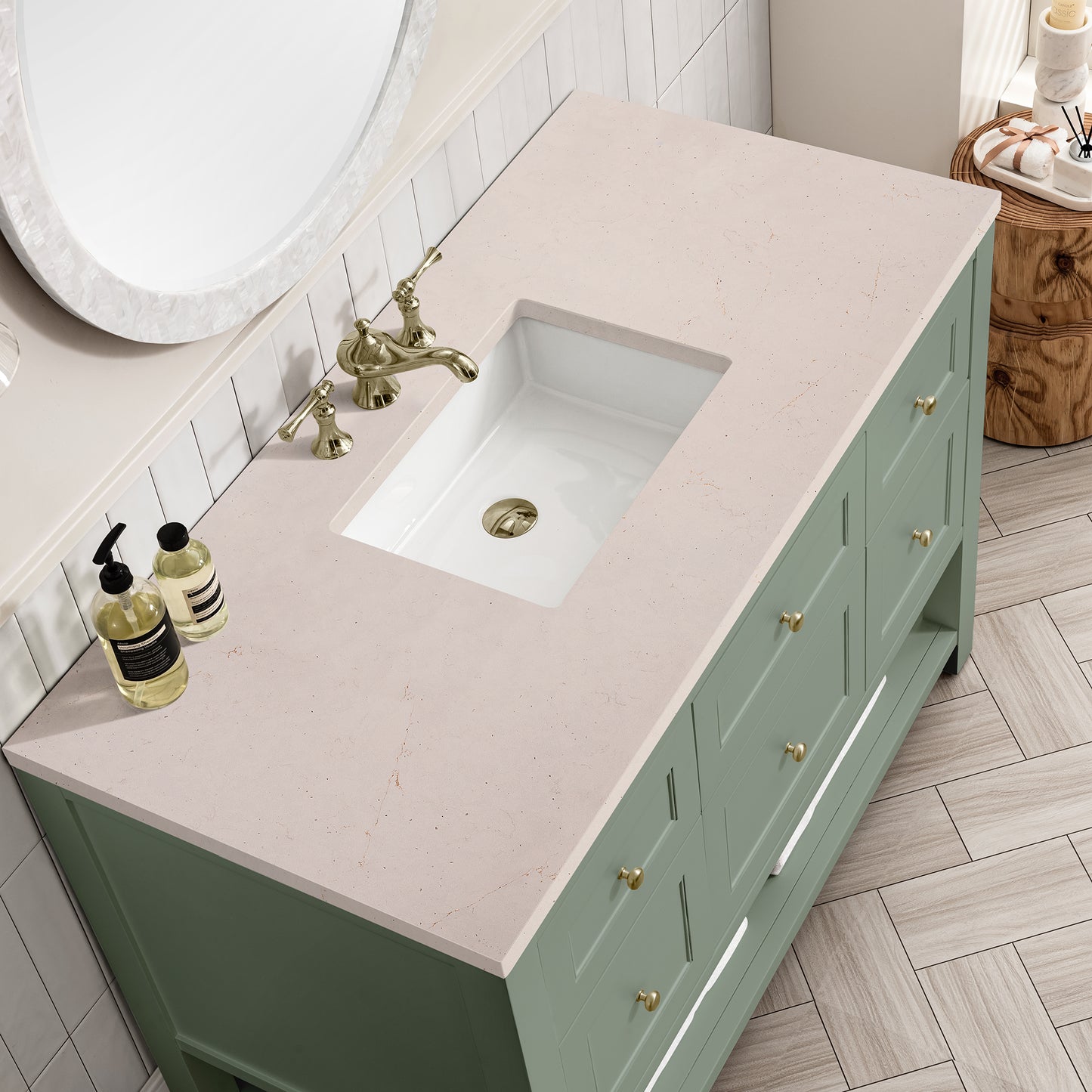 Breckenridge 48" Single Vanity, Smokey Celadon w/ 3 CM Eternal Marfil Top