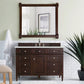 Brittany 48" Single Vanity, Burnished Mahogany w/ 3 CM Ethereal Noctis Quartz Top