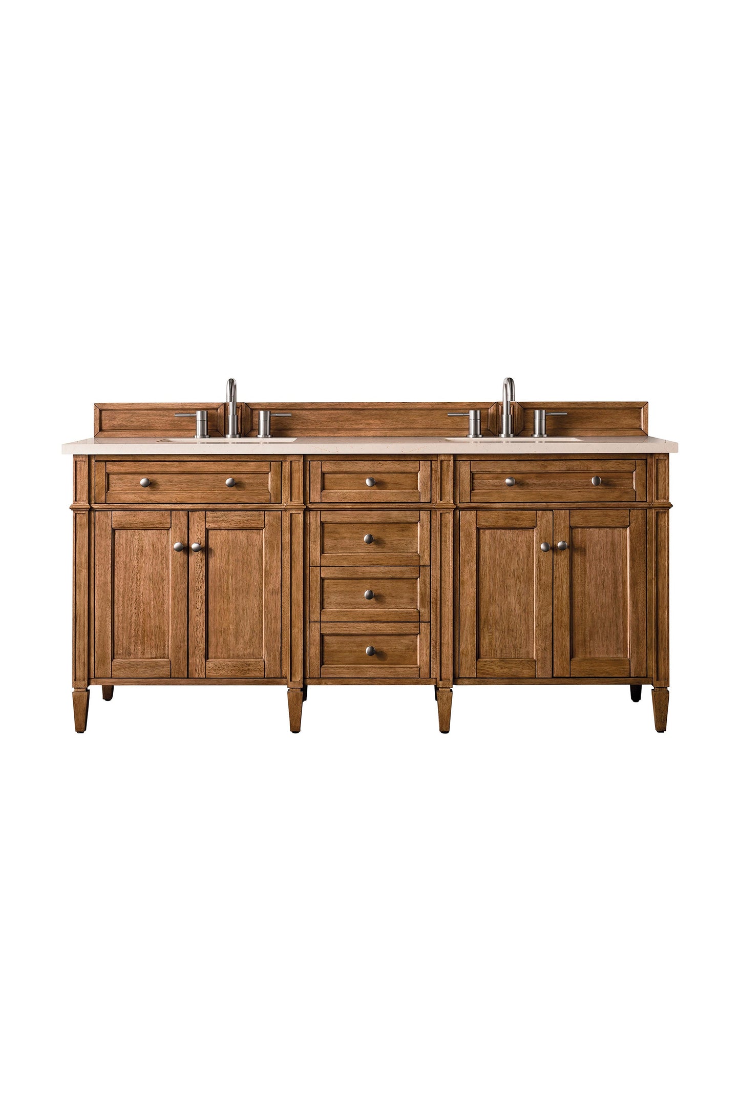 Brittany 72" Double Vanity, Saddle Brown w/ 3 CM Eternal Marfil Quartz Top