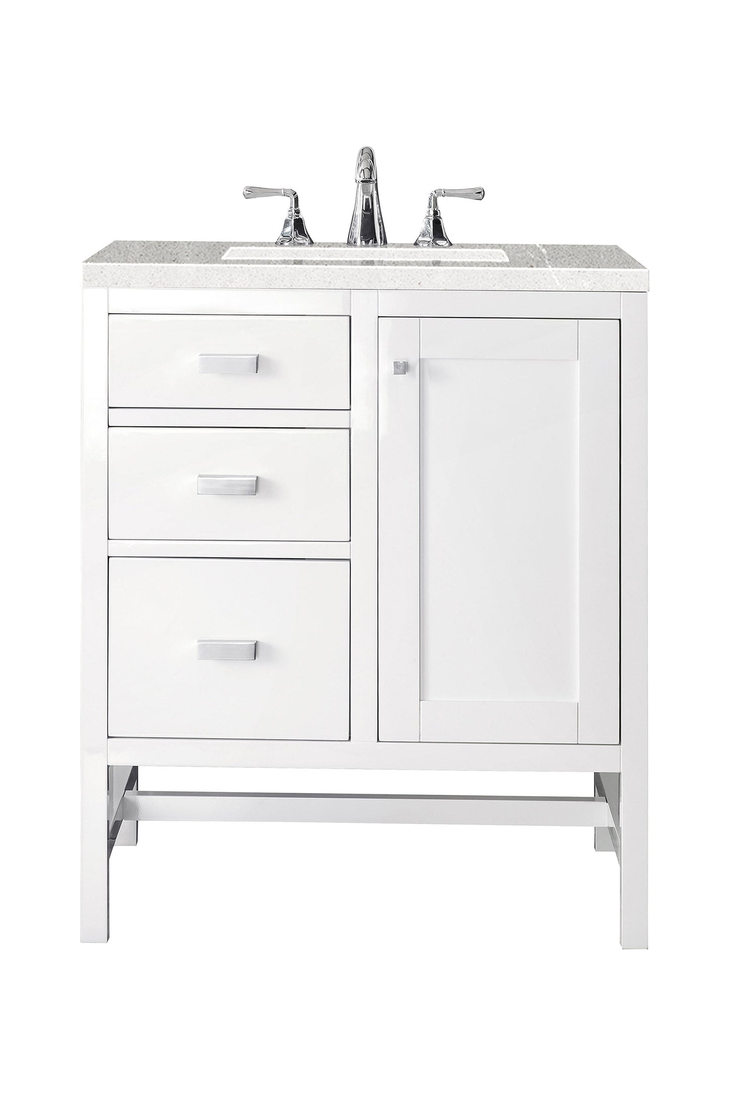 Addison 30" Single Vanity, Glossy White w/ 3 CM Eternal Serena Top