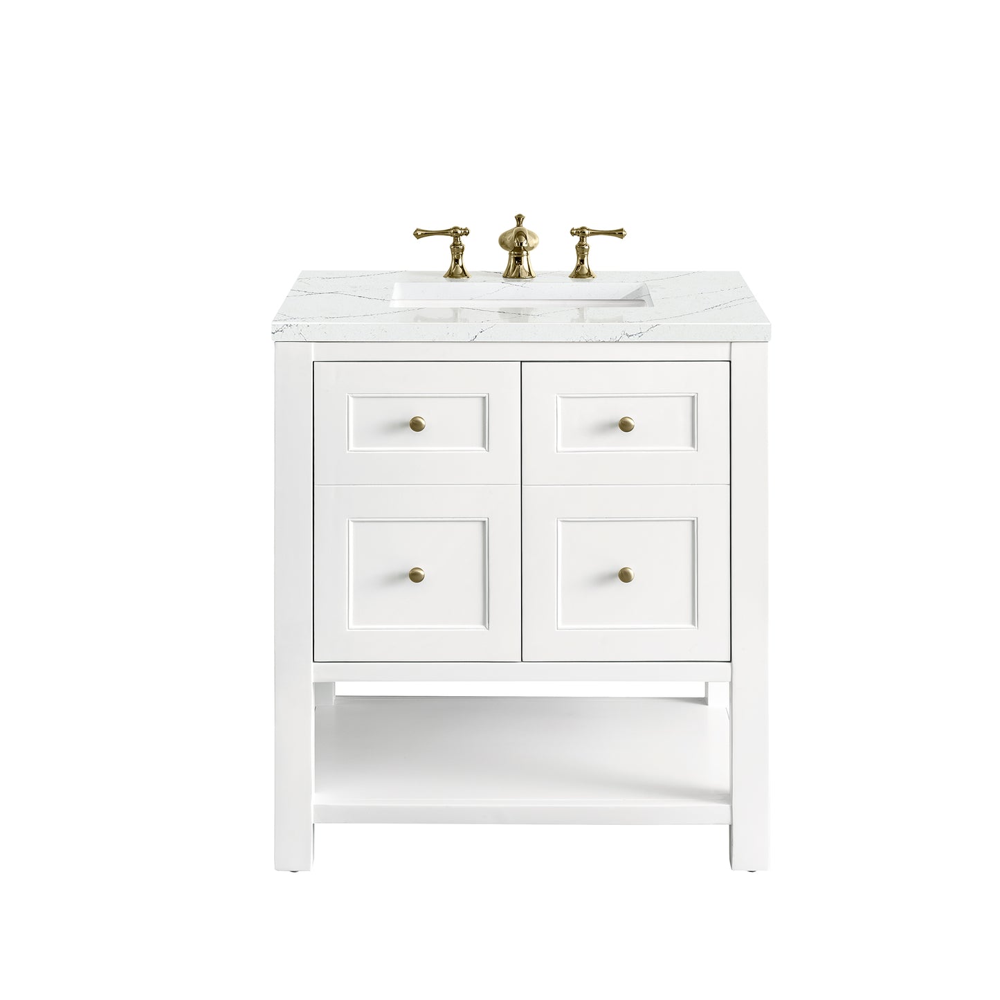 Breckenridge 30" Single Vanity, Bright White w/ 3 CM Ethereal Noctis Top