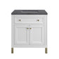 Chicago 30" Single Vanity, Glossy White w/ 3 CM Charcoal Soapstone Top