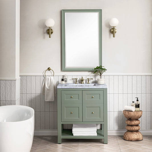 Breckenridge 30" Single Vanity, Smokey Celadon w/ 3 CM Carrara Marble Top