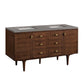 Amberly 60" Double Vanity, Mid-Century Walnut w/ 3 CM Grey Expo Top