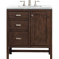 Addison 30" Single Vanity, Mid-Century Acacia w/ 3 CM Arctic Fall Solid Surface Top