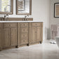 Bristol 72" Double Vanity, Whitewashed Walnut w/ 3 CM Carrara Marble Top