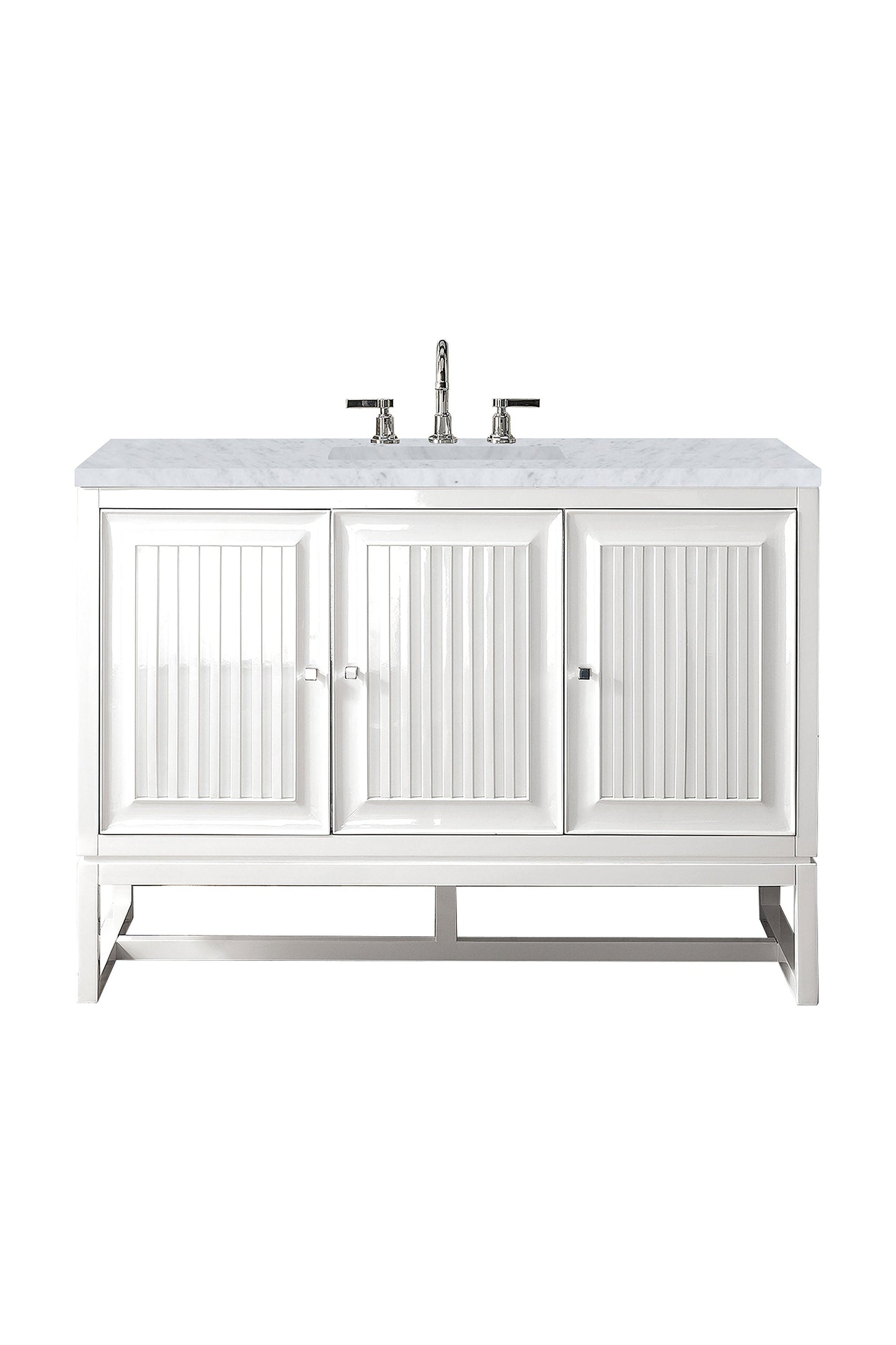 Athens 48" Single Vanity, Glossy White w/ 3 CM Carrara White Top