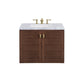 Amberly 30" Single Vanity, Mid-Century Walnut w/ 3 CM Carrara Marble Top