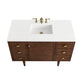 Amberly 48" Single Vanity, Mid-Century Walnut w/ 3 CM White Zeus Top