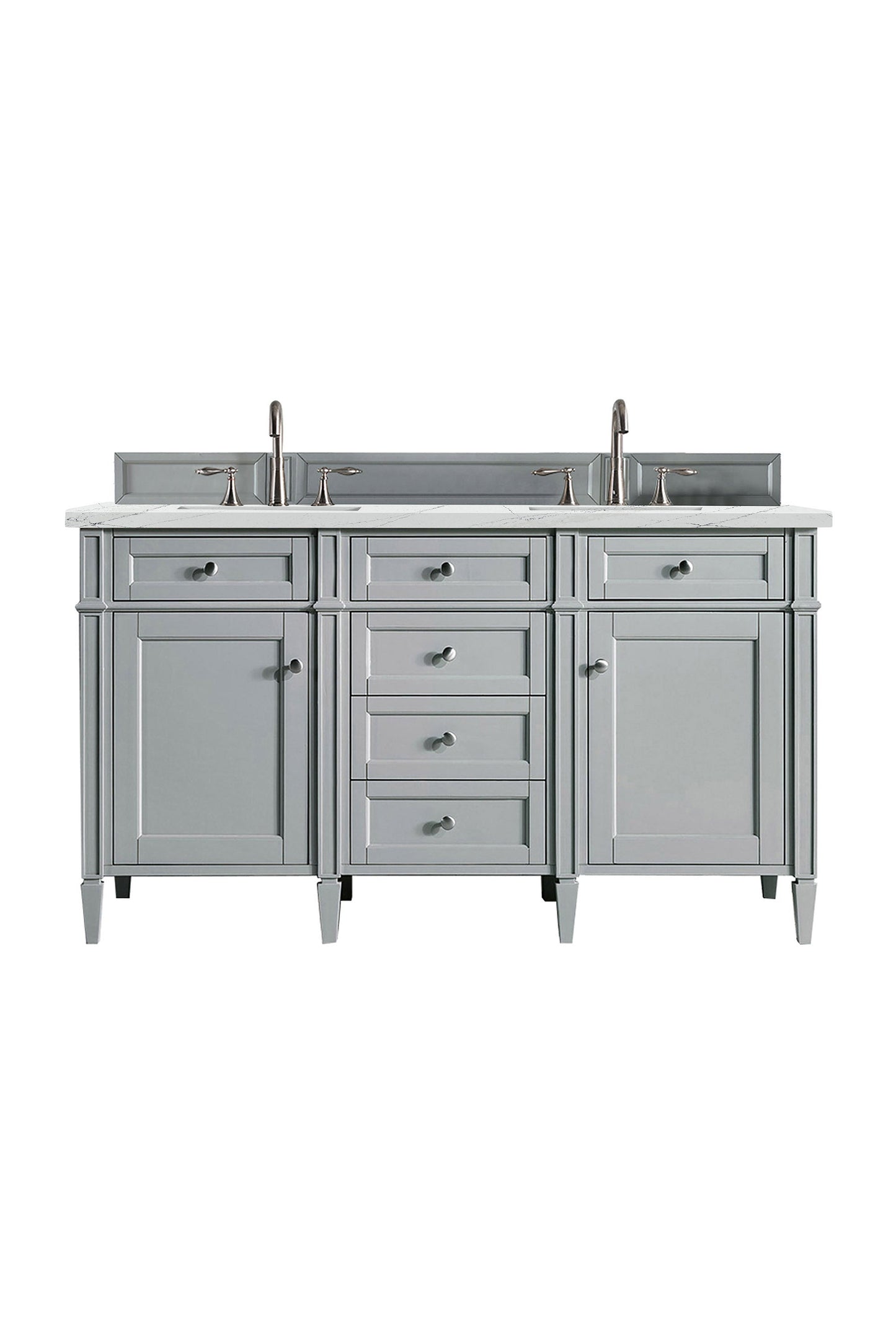 Brittany 60" Double Vanity, Urban Gray w/ 3 CM Ethereal Noctis Quartz Top