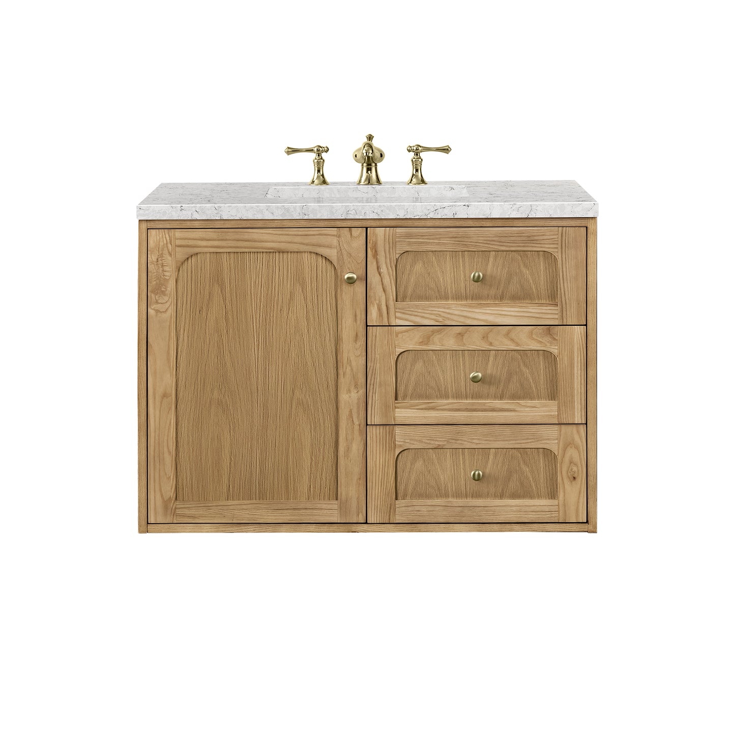 Laurent 36" Single Vanity, Light Natural Oak w/ 3 CM Eternal Jasmine Pearl Top