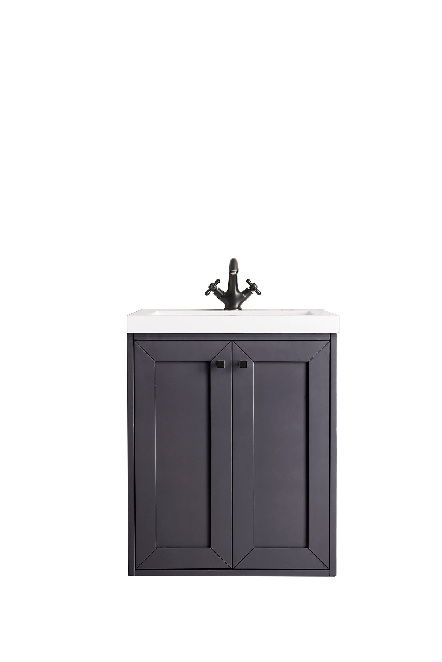 Chianti 24" Single Vanity, Mineral Gray w/ White Glossy Composite Stone Top