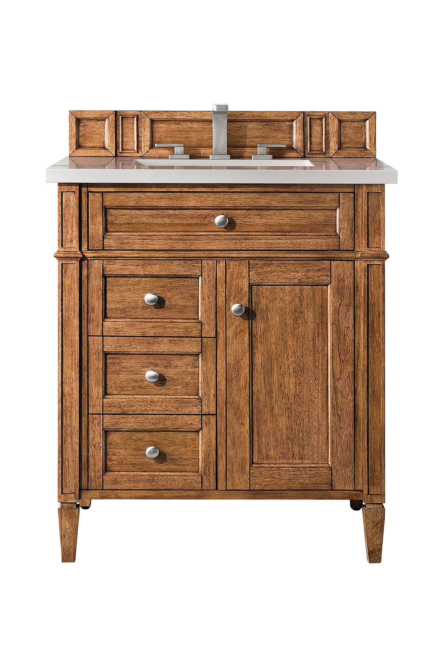 Brittany 30" Single Vanity, Saddle Brown, w/ 3 CM Eternal Serena Quartz Top