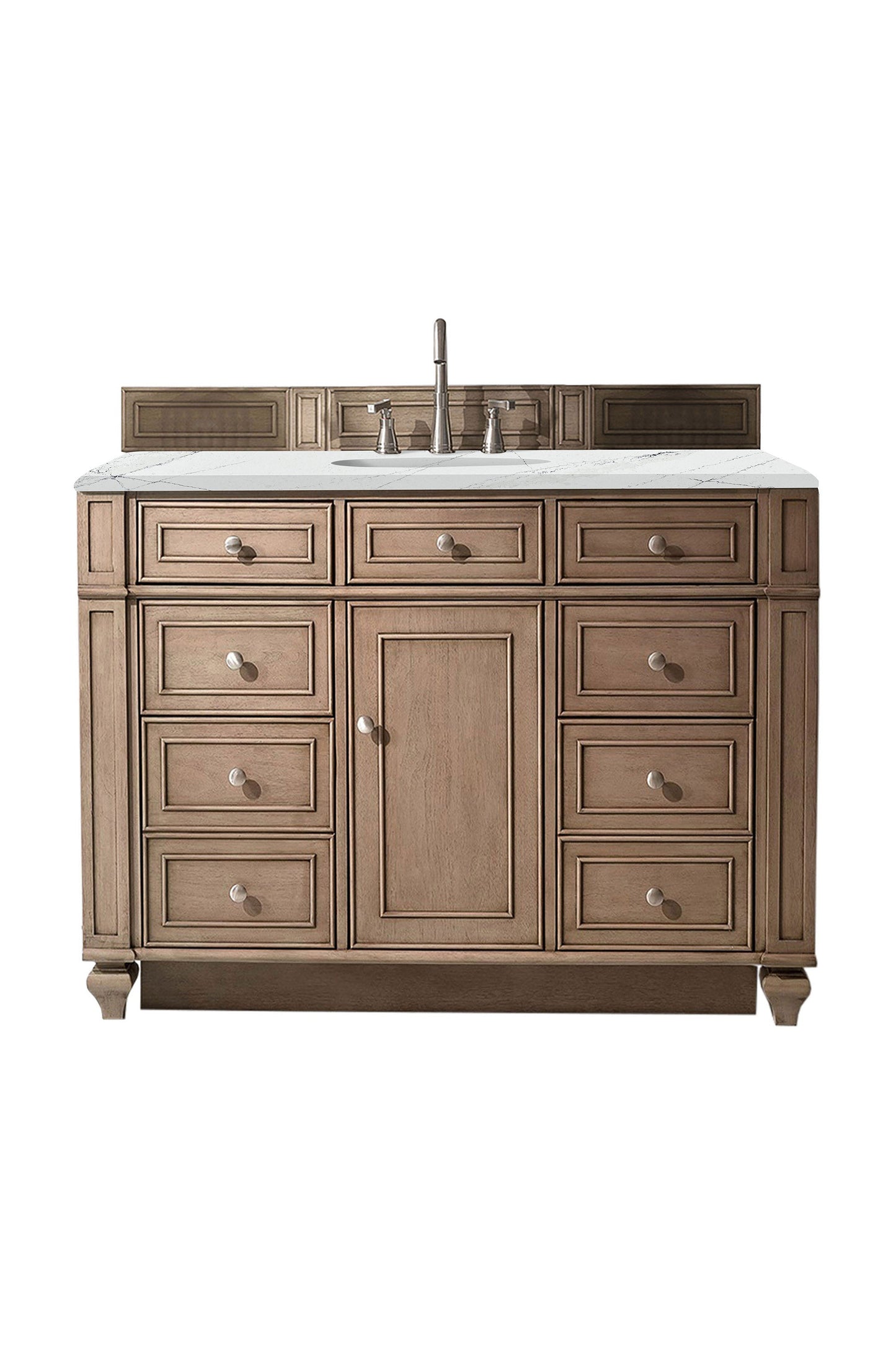 Bristol 48" Single Vanity, Whitewashed Walnut w/ 3 CM Ethereal Noctis Quartz Top