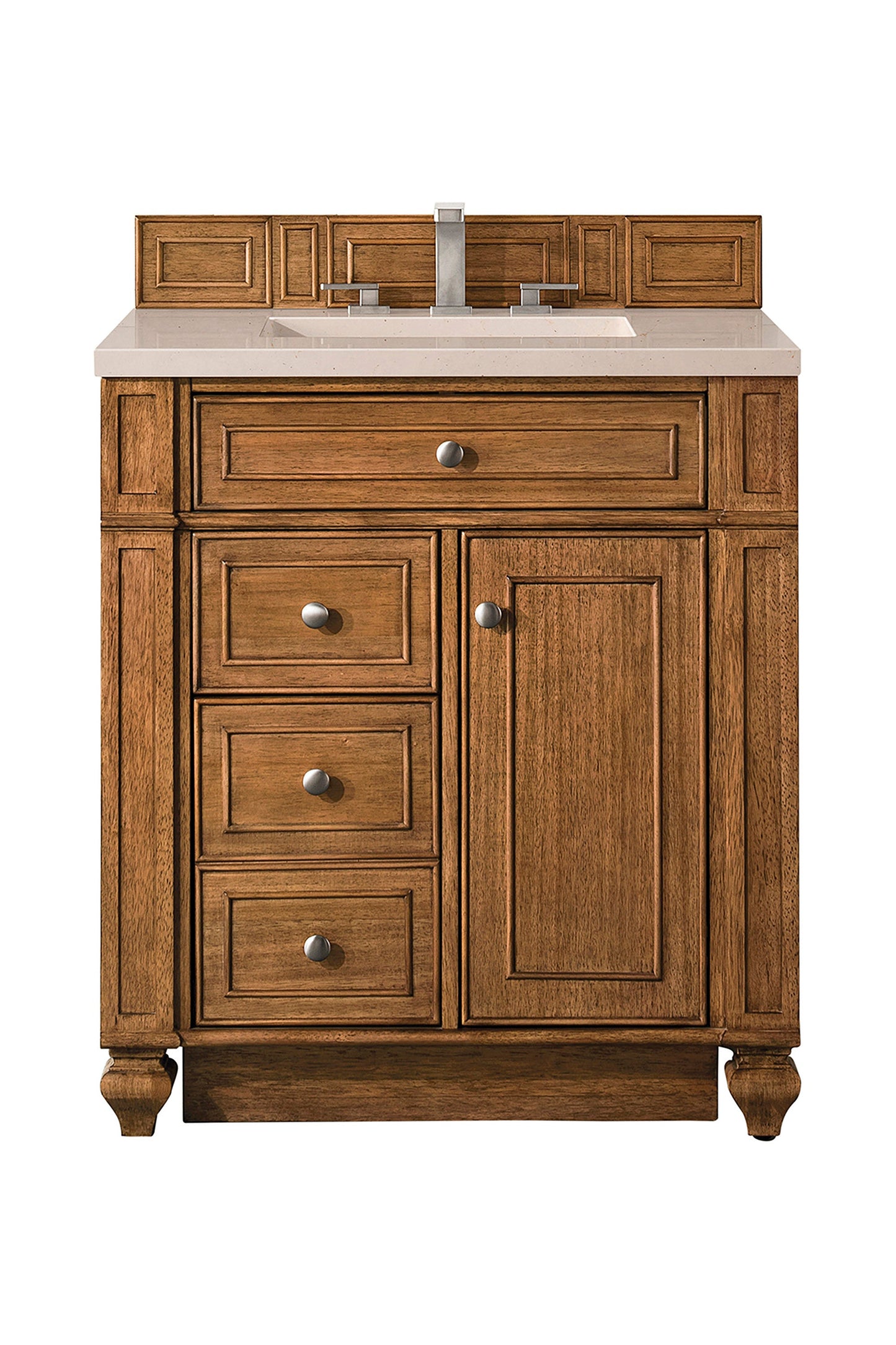 Bristol 30" Single Vanity, Saddle Brown w/ 3 CM Eternal Marfil Quartz Top