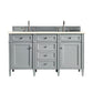 Brittany 60" Double Vanity, Urban Gray w/ 3 CM Eternal Marfil Quartz Top