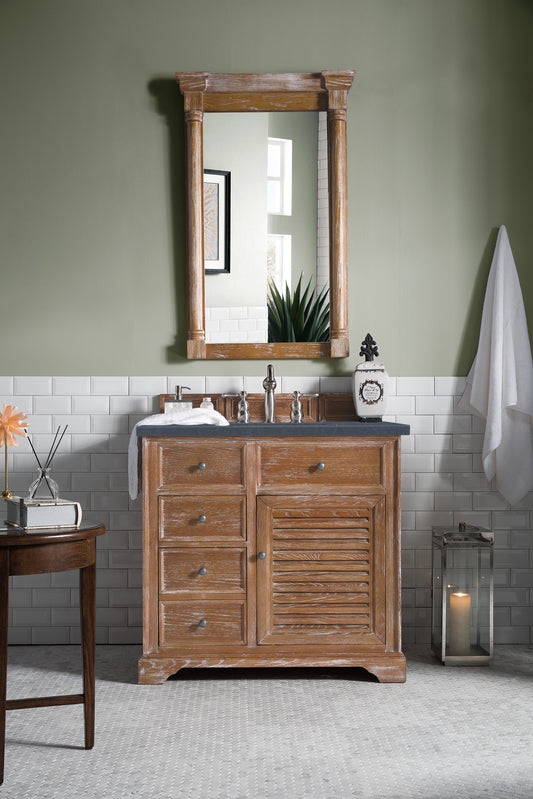 Savannah 36" Single Vanity, Driftwood w/ 3 CM Charcoal Soapstone Quartz Top