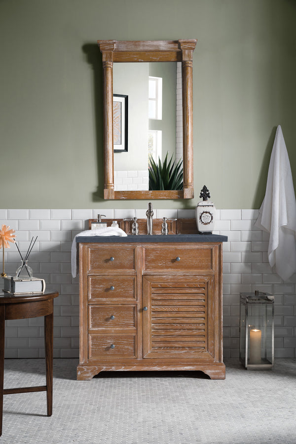 Savannah 36 Single Vanity, Driftwood w/ 3 CM Charcoal Soapstone Quartz Top