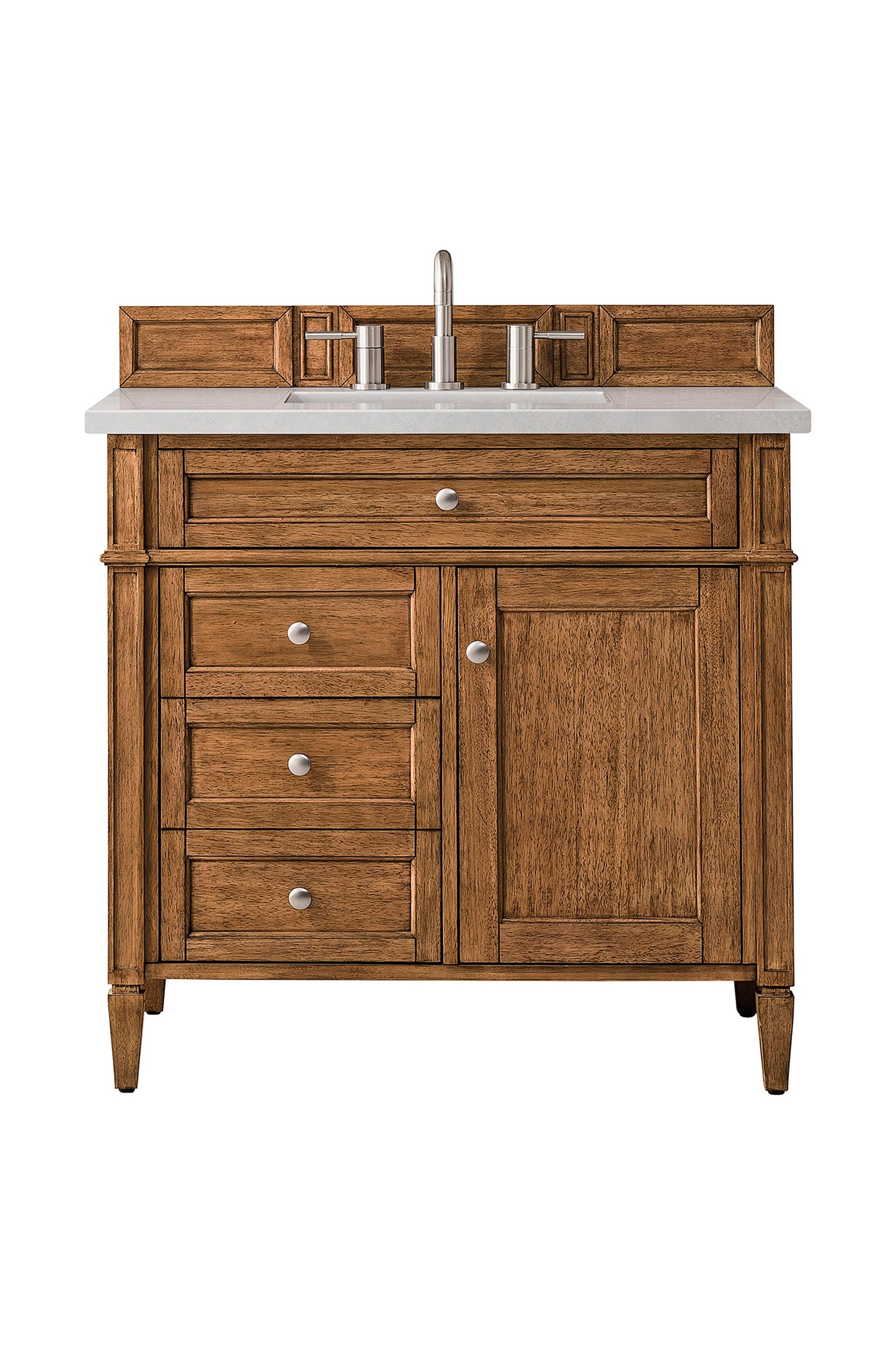 Brittany 36" Single Vanity, Saddle Brown w/ 3 CM Eternal Serena Quartz Top