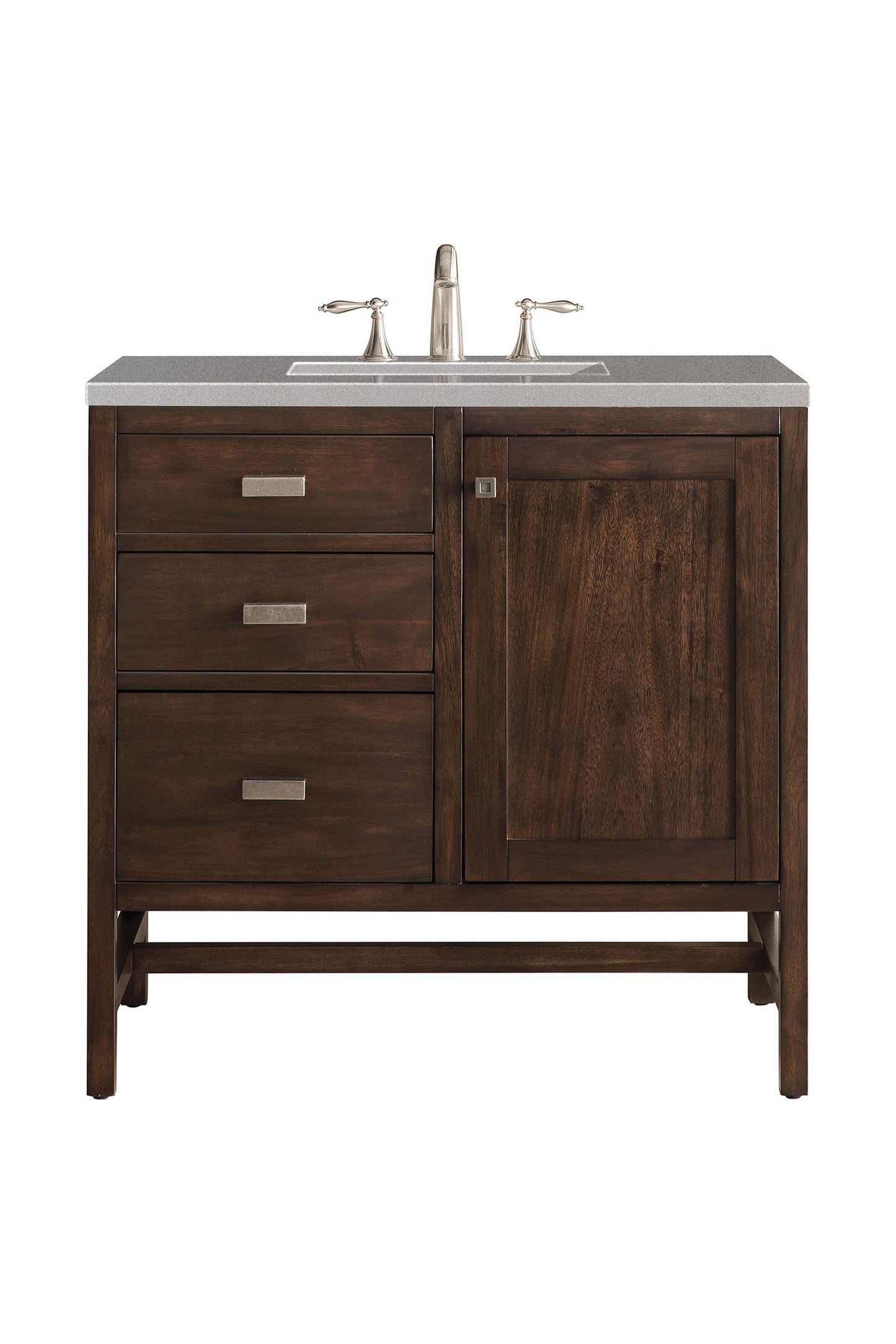 Addison 36" Single Vanity, Mid-Century Acacia w/ 3 CM Grey Expo Quartz Top