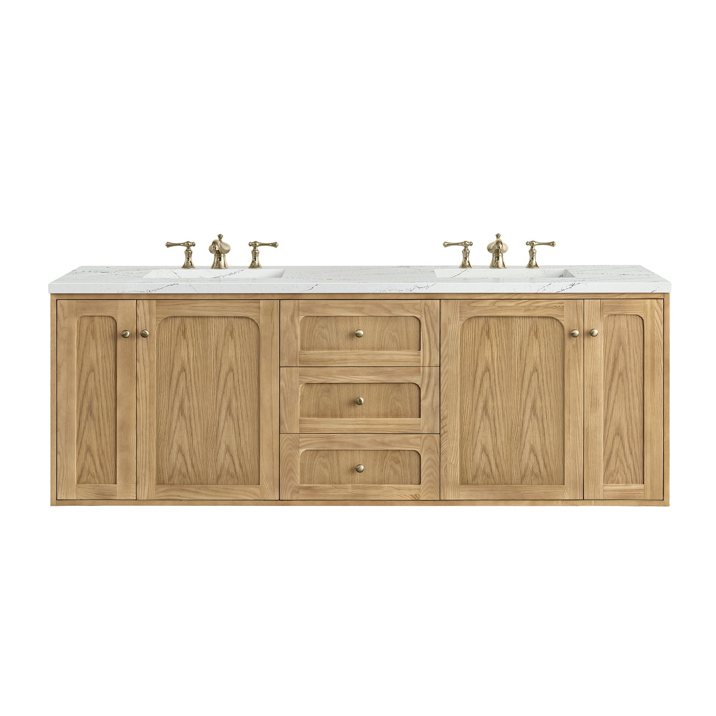 Laurent 72" Double Vanity, Light Natural Oak w/ 3 CM Ethereal Noctis Top