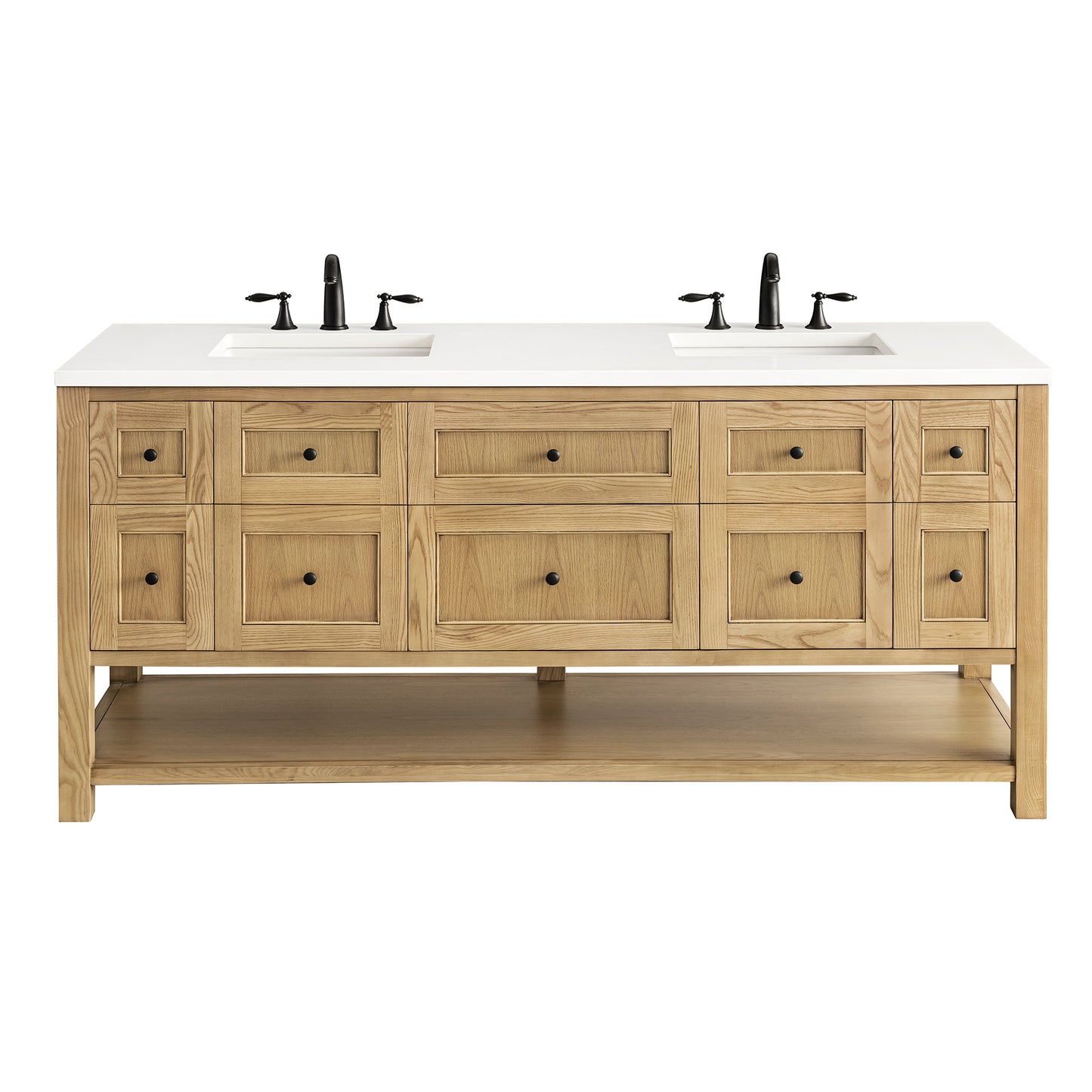 Breckenridge 72" Double Vanity, Light Natural Oak w/ 3 CM White Zeus Top