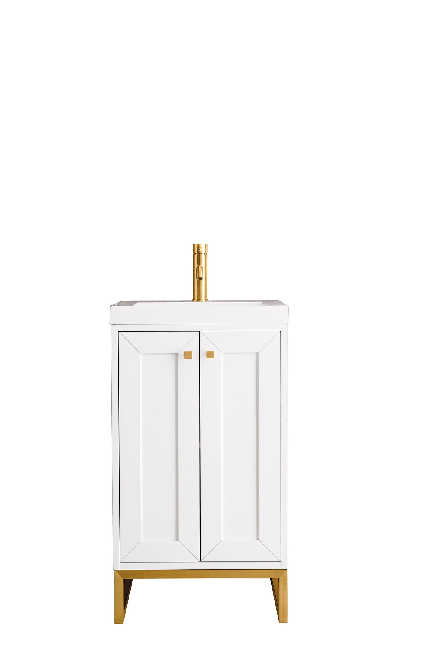 Chianti 20" Single Vanity, Glossy White, Radiant Gold, w/ White Glossy Composite Stone Top