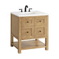 Breckenridge 30" Single Vanity, Light Natural Oak w/ 3 CM White Zeus Top