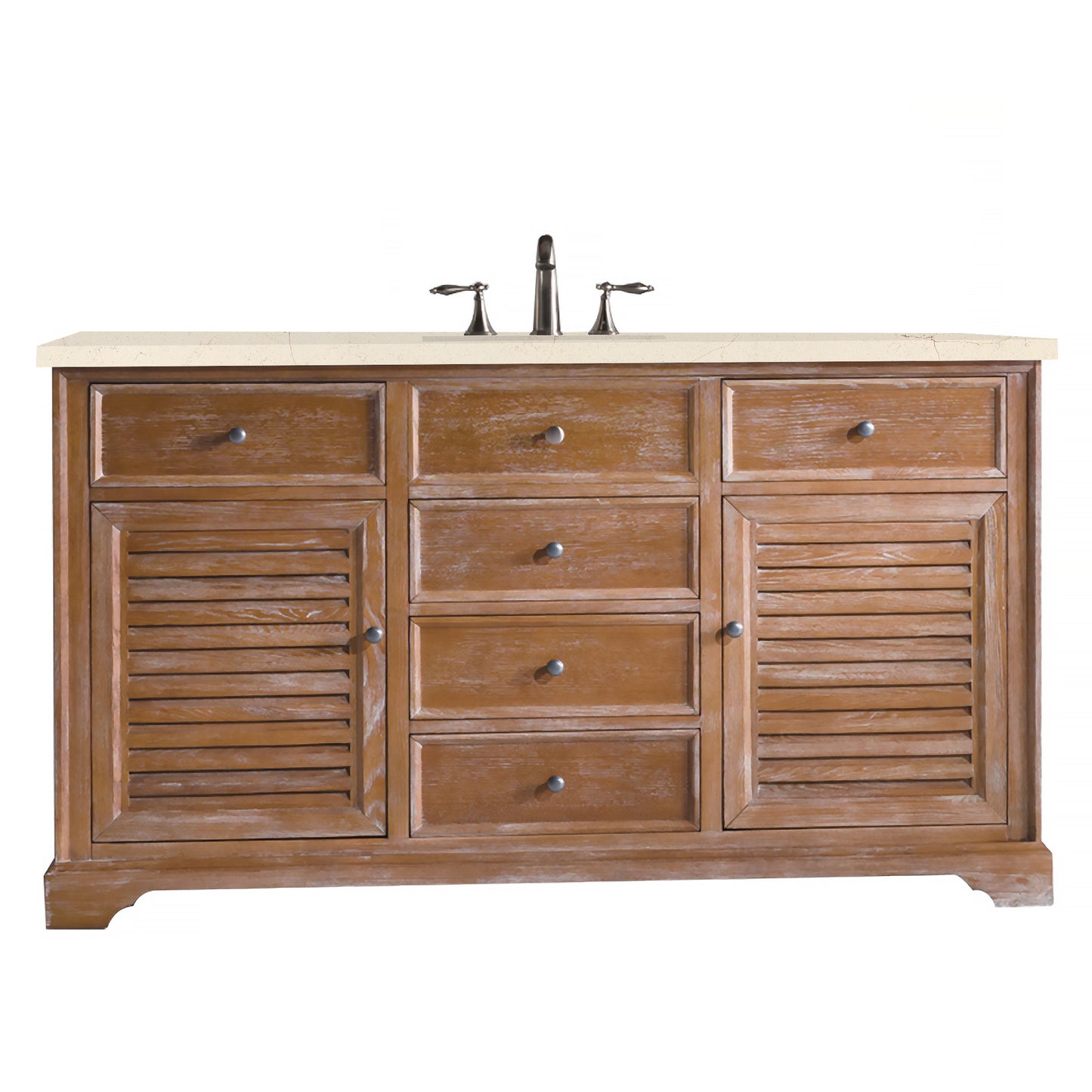 Savannah 60" Single Vanity, Driftwood w/ 3 CM Eternal Marfil Quartz Top