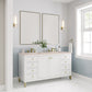 Chicago 60" Double Vanity, Glossy White w/ 3 CM Eternal Marfil Top