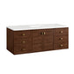 Amberly 60" Single Vanity, Mid-Century Walnut w/ 3 CM White Zeus Top