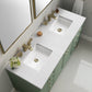 Chicago 60" Double Vanity, Smokey Celadon w/ 3 CM White Zeus Top