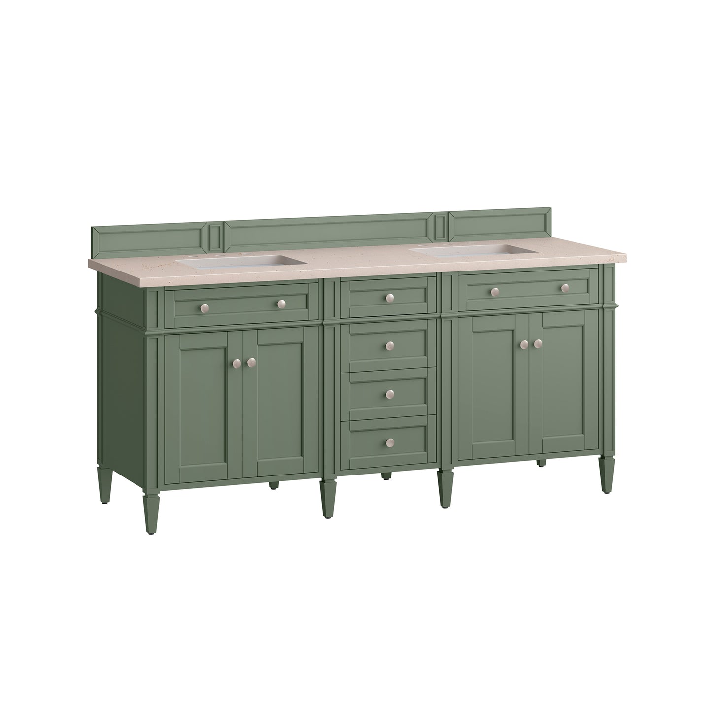 Brittany 72" Double Vanity, Smokey Celadon w/ 3 CM Eternal Marfil Top