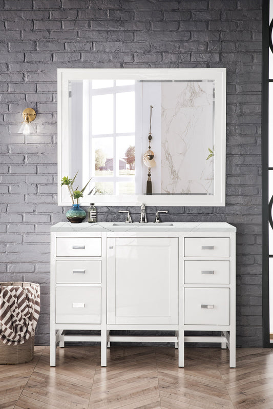 Addison 48" Single Vanity, Glossy White w/ 3 CM Ethereal Noctis Top
