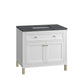 Chicago 36" Single Vanity, Glossy White w/ 3 CM Charcoal Soapstone Top