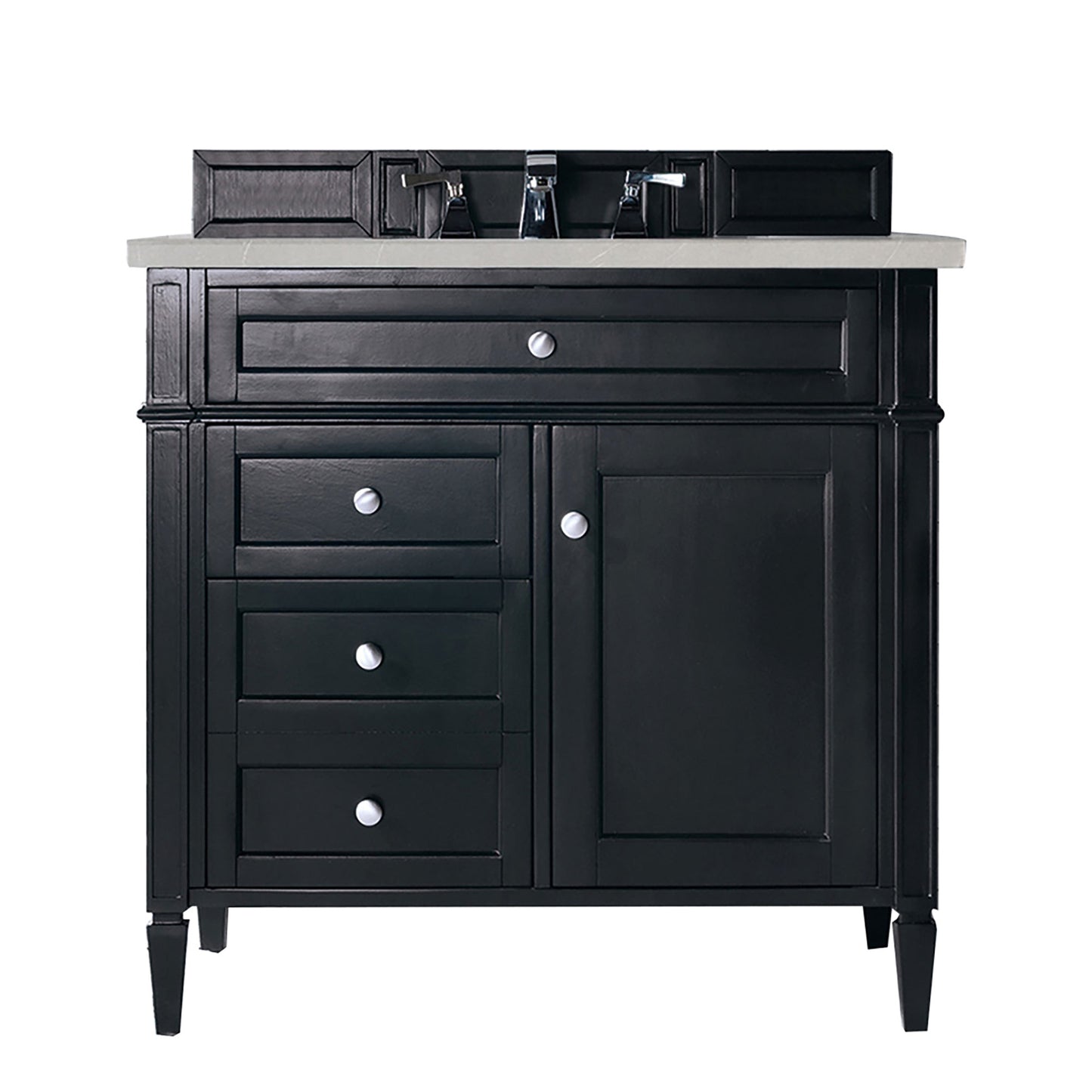 Brittany 36" Single Vanity, Black Onyx w/ 3 CM Eternal Serena Quartz Top