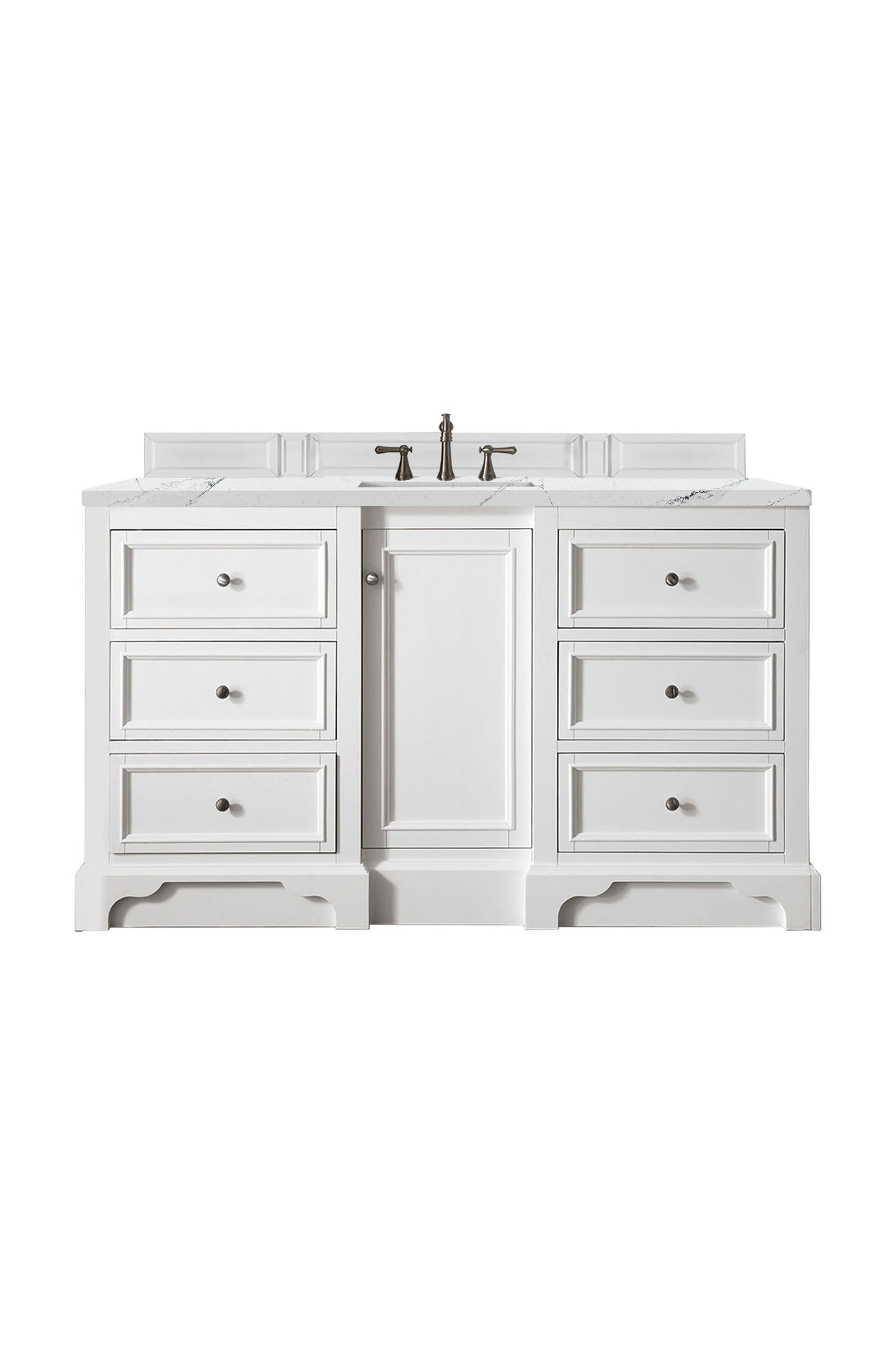 De Soto 60" Single Vanity, Bright White w/ 3 CM Ethereal Noctis Quartz Top