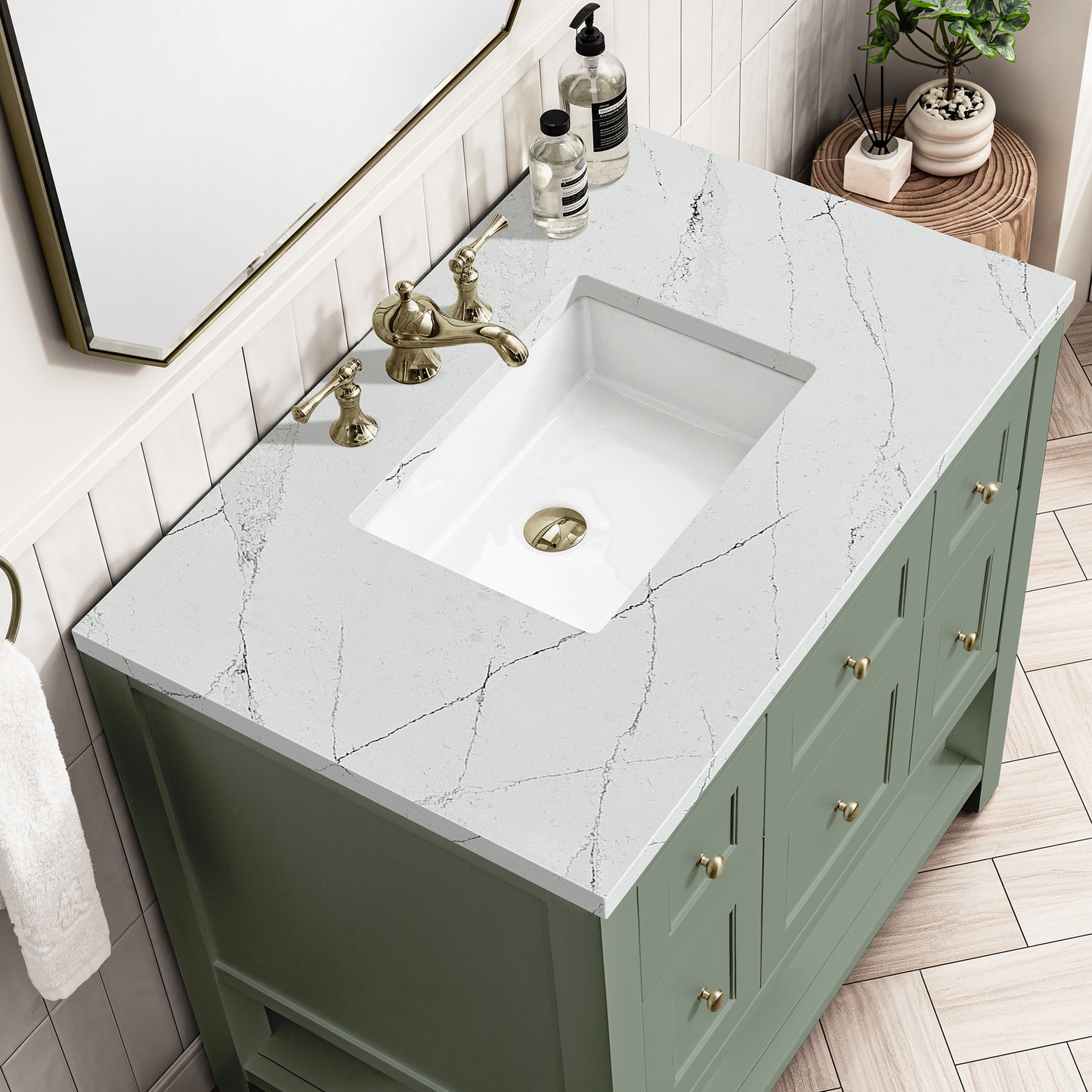 Breckenridge 36" Single Vanity, Smokey Celadon w/ 3 CM Ethereal Noctis Top