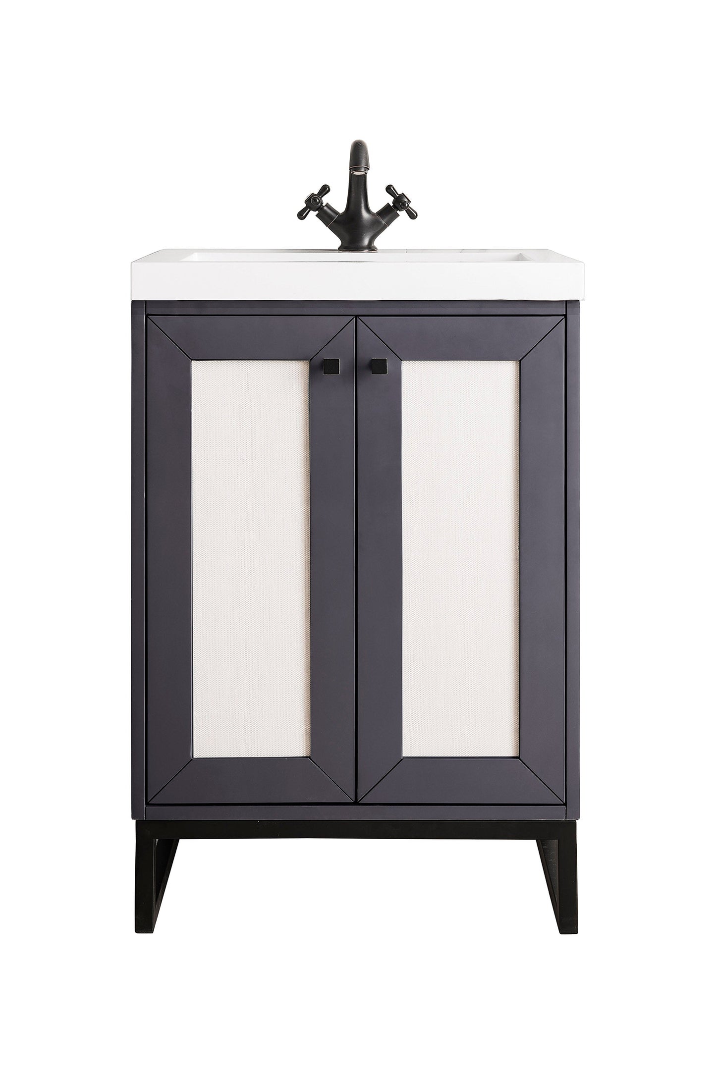 Chianti 24" Single Vanity, Mineral Gray, Matte Black, w/ White Glossy Composite Stone Top