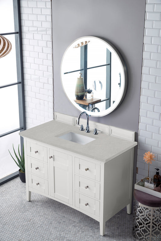 Palisades 48" Single Vanity, Bright White w/ 3 CM Eternal Serena Quartz Top