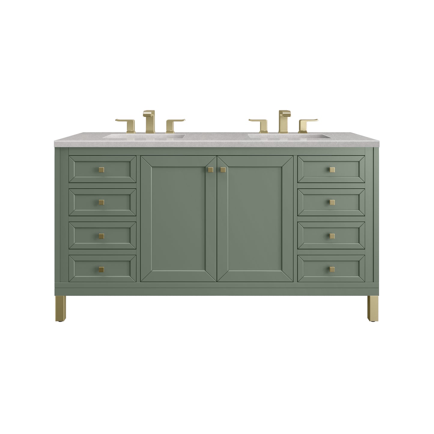 Chicago 60" Double Vanity, Smokey Celadon w/ 3 CM Eternal Serena Top