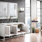 Athens 60" Double Vanity, Glossy White w/ 3 CM Ethereal Noctis Top