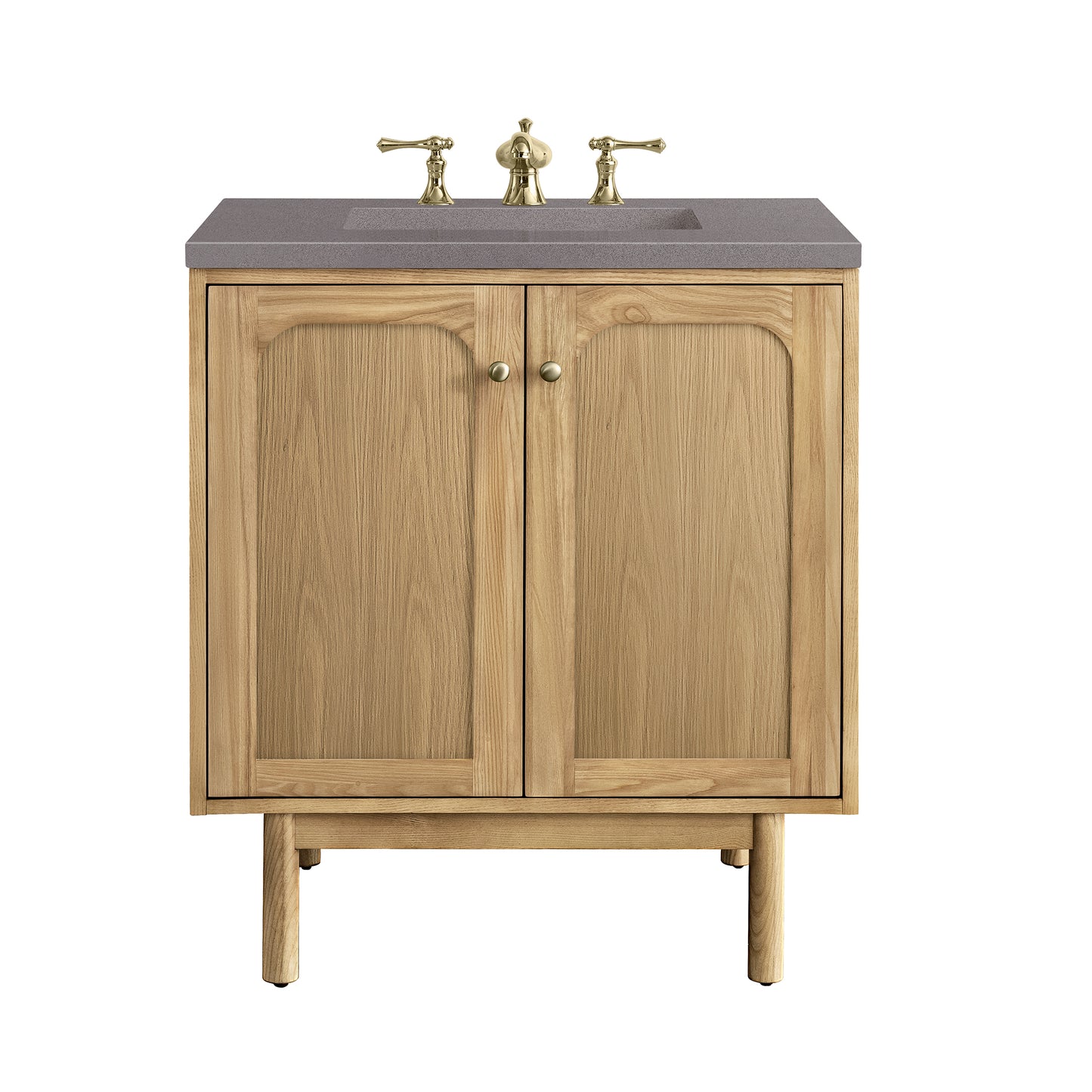 Laurent 30" Single Vanity, Light Natural Oak w/ 3 CM Grey Expo Top