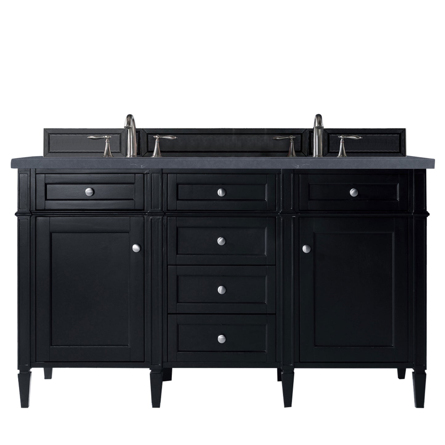 Brittany 60" Double Vanity, Black Onyx w/ 3 CM Charcoal Soapstone Quartz Top