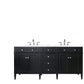 Brittany 72" Double Vanity, Black Onyx w/ 3 CM Arctic Fall Solid Surface Top